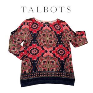 Vibrant Talbots Pure Merano Wool Light Weight Crew Neck Pull Over Sweater